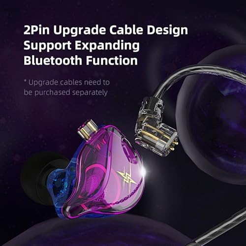 Transform Your Listening Journey with QKZ ZXT Hi-Fi In-Ear Monitors – Pro-Grade Gaming Earbuds with Detachable Cable for Musicians and Gamers – Experience Unmatched Audio Clarity, Versatile Device Compatibility, and Fashion-Forward Transparent Design for All-Day Comfort