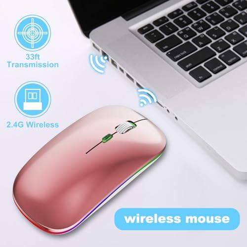 Ergonomic Wireless Mouse for Mac & PC – Rechargeable Dual Mode Bluetooth 5.2/3.0 & 2.4 GHz USB-C Receiver – Lightweight, Silent Design for Ultimate Comfort and Portability – Ideal for Multitasking Professionals and Casual Users