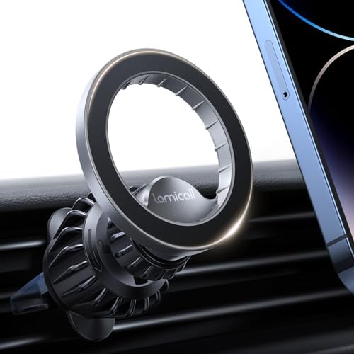 Lamicall Mag Safe Car Phone Mount – Ultra-Stable Magnetic Air Vent Holder with 20 Super Magnets for i Phone 16, 15, 14, 13 Pro Plus Max – Secure Hands-Free Navigation & Optimal Viewing Angles – Effortless Installation for Safe Driving