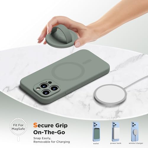 Upgraded Magnetic Phone Grip for i Phone: Premium Silicone Loop Holder with Mag Safe Compatibility – Ergonomic 360-Degree Stand, Non-Slip Design in Sleek Black for Enhanced Comfort and Secure Handling on i Phone 16/15/14/13/12 Pro Max/Plus