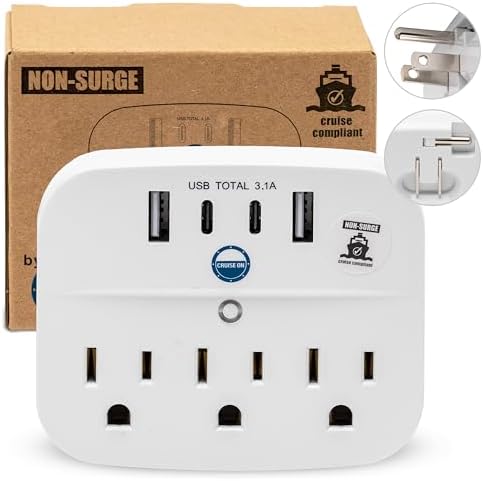 Ultimate Cruise Power Strip with 3.3 ft Extension Cord & Fast Charging USB Ports – Non-Surge Design for Seamless Connectivity on Carnival, Princess & Major Cruise Lines (2025/2026) – Essential Travel Accessory for All Devices