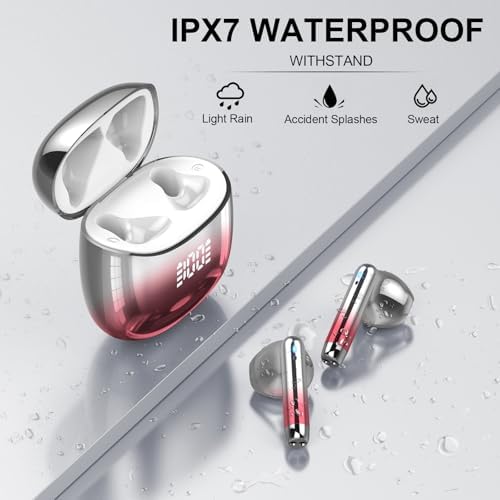 Kicoeon Premium Wireless Earbuds – 48-Hour Uninterrupted Playtime, Advanced IPX7 Waterproof Rating, Next-Gen Bluetooth 5.4 for Seamless Connectivity, Enhanced Call Clarity with Quad Microphone System, Elegant Beige Design Tailored for Active Lifestyles, Fully Compatible with Android & i OS Devices