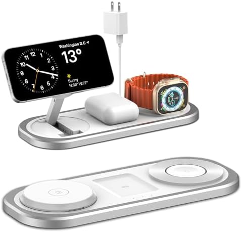 Ultimate 3-in-1 Foldable Wireless Charging Station for i Phone, Apple Watch, and Air Pods – Sleek Golden Design with Rapid Charging for i Phone 12-16, Apple Watch Series 1-10, and Air Pods Pro/2/3/4 – Perfect for Home and Travel