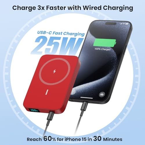 Advanced Magnetic Wireless Power Bank – 10800 m Ah Portable Charger with Foldable Stand, LED Battery Indicator, and 25 W Fast Charging for i Phone 16/15/14/13/12 Pro/Pro Max/Plus – Ultimate Compatibility and Convenience