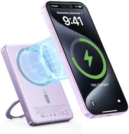 ORICO Kada5 Mag Safe 5000 m Ah Wireless Power Bank – Ultra-Slim Magnetic Charger with 360° Rotatable Stand & Type-C Cable – 20 W PD Fast Charging for i Phone 12-16 Series – Lightweight, All-Day Power Solution for On-the-Go Users