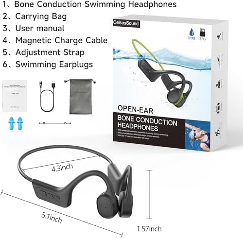 Unleash Your Outdoor Potential with Arington IPX8 Waterproof Bone Conduction Earbuds – Advanced Bluetooth 5.3 Technology for Open-Ear Listening, 10-Hour Battery Life, and Exceptional Sound Clarity for Running, Cycling, and Hiking – Effortless Connectivity with Hands-Free Calling and Voice Assistant Support for Active Enthusiasts