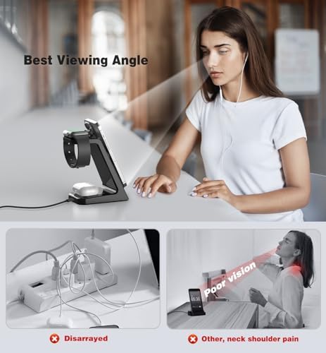Magnetic 3-in-1 Wireless Charging Station for Apple Devices – Fast 20 W Mag-Safe Charger Dock for i Phone 12-16, Air Pods, and Apple Watch – Sleek, Ergonomic Design for Clutter-Free Power Management and Enhanced Compatibility