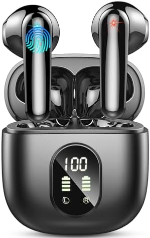 Premium Bluetooth 5.3 Wireless Earbuds – Superior Hi-Fi Stereo Sound with 50-Hour Battery Life, IP7 Waterproof Durability & Advanced Noise Cancellation via 4 ENC Mics – Perfect for Active Lifestyles & Daily Use with Interactive LED Battery Indicator for Android & i OS Compatibility