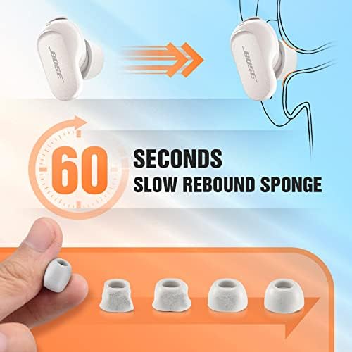 Revolutionize Your Sound Experience with Premium Memory Foam Ear Tips for Bose Quiet Comfort II – Ergonomic Anti-Slip Replacement Set, Superior Noise Isolation, Fits Charging Case, 3 Sizes (S/M/L, Gray) – Enhance Your Comfort and Audio Quality Now