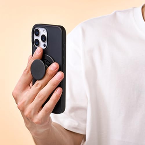 Mag Safe Pop Grip and Stand – Premium Magnetic Phone Accessory for i Phone – Customizable and Swappable Design for Optimal Grip and Hands-Free Convenience – Compatible with Wireless Charging, Elegant Black Finish for Enhanced Mobile Experience