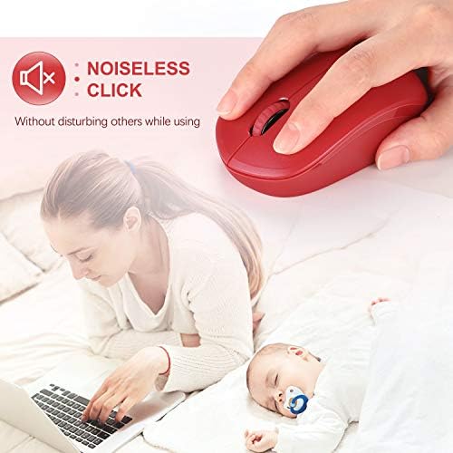 Light Blue Wireless Mouse – Ultra-Quiet 2.4 GHz Noiseless Computer Mouse with USB Receiver for Seamless Windows Experience – Portable, Ergonomic Design for Home, Office, or Travel