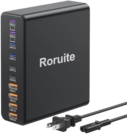 Ultimate 10-Port Ga N USB C Charging Station – Fast, Safe Universal Charger for Laptops, i Phones, i Pads, and Android Devices – Compact Multi-Device Power Hub for Home, Office & Travel