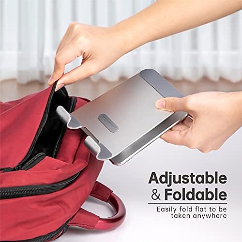 TOPGO Adjustable Cell Phone Stand, [Fully Foldable & Wide Compatibility] Desktop Stand Holder with Charging Port for iPhone, iPad, Kindle, Tablets, Switch – Silver – Enhanced Compatibility and Speed