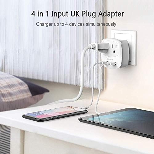 Ultimate TESSAN Type G UK Travel Plug Adapter with Dual USB Fast Charger Ports – Compact US to UK Power Converter for Effortless Global Connectivity in Scotland, London, Ireland, Kenya, Dubai & Qatar