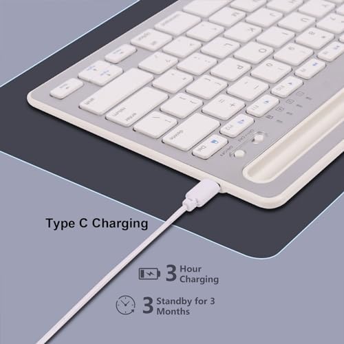 Elevate Your Typing Experience with the CHUYI Wireless Bluetooth Keyboard – Slim, Portable, and Multi-Device Compatible for i Pad, Tablet, and PC – Rechargeable with Quiet Keys and Integrated Stand Slot for Effortless Productivity
