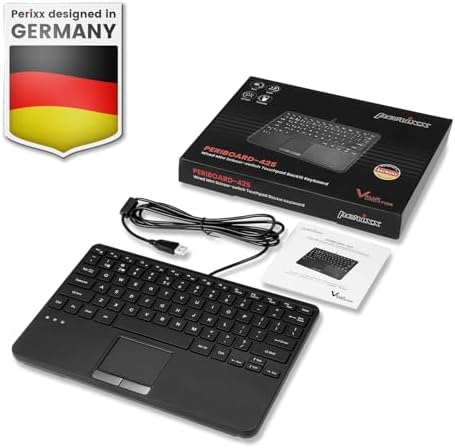 Revolutionize Your Workspace with the Perixx PERIBOARD-525 US Wired Mini USB Keyboard Featuring Touchpad – Compact Design with X Type Scissor Keys, Dual USB Hubs, and Optimal Compatibility for Enhanced Productivity