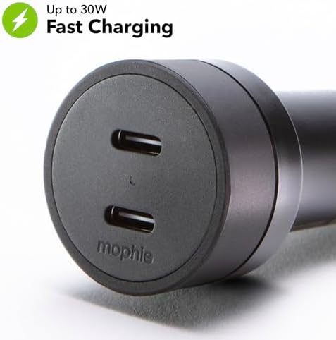Mophie Eco-Friendly 30 W USB-C Car Charger – Rapid Charging Solution with LED Status Indicator & Universal AUX Compatibility for All Devices – Sustainable Power on the Go