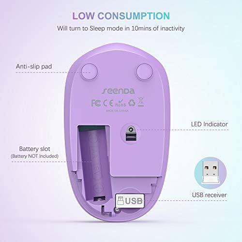 Light Blue Wireless Mouse – Ultra-Quiet 2.4 GHz Noiseless Computer Mouse with USB Receiver for Seamless Windows Experience – Portable, Ergonomic Design for Home, Office, or Travel