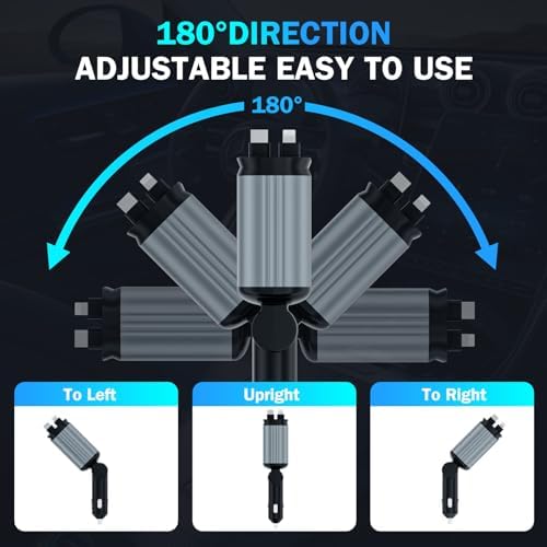 Starlight Enhanced 66 W USB-C Fast Car Charger – 4-in-1 Retractable Adapter with Dual USB Ports for i Phone 16/15/14/13/12/11 & Android Devices – Ultimate Convenience for On-the-Go Charging in Sleek Black Finish