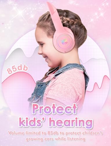 Whimsical Cat Ear Bluetooth Headphones for Kids & Adults – Immersive Hi-Fi Sound, 55-Hour Playtime, LED Light-Up Design, Built-In Microphone, and Universal Compatibility with i Phone, i Pad, Laptop & PC for Ultimate Fun and Comfort