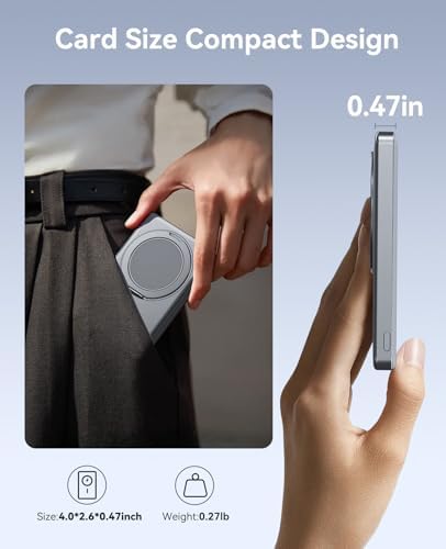 ORICO Kada5 Mag Safe 5000 m Ah Wireless Power Bank – Ultra-Slim Magnetic Charger with 360° Rotatable Stand & Type-C Cable – 20 W PD Fast Charging for i Phone 12-16 Series – Lightweight, All-Day Power Solution for On-the-Go Users
