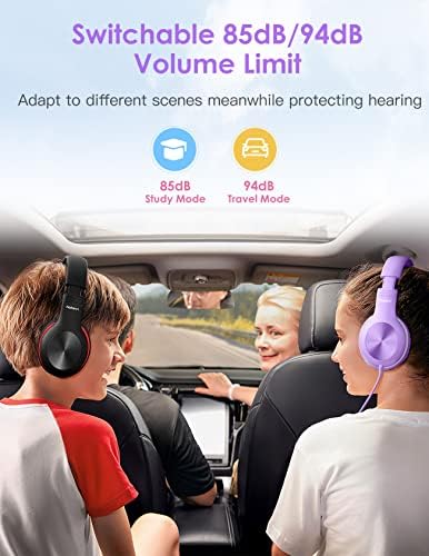 Premium Kids Over-Ear Headphones with Built-In Microphone – Safe Volume Control, Lightweight Dark Green Design for Online Learning & Travel, HD Sound Quality, Collaborative Audio Sharing Feature for Enhanced Learning Experiences