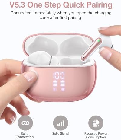 Elevate Your Audio Experience with Navy Blue Bluetooth Deep Bass Earbuds – 40 Hours Playtime, IPX7 Waterproof, LED Battery Indicator & Comfortable In-Ear Design for i Phone, Android, Tablets & Laptops – Ideal for Active Lifestyles and Extended Listening Sessions