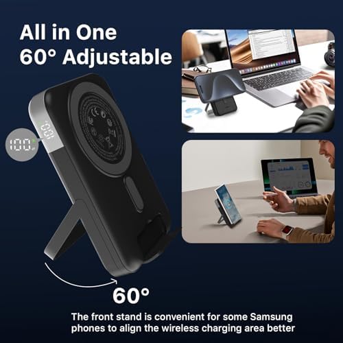 Magnetic Power Bank 10000 m Ah for Mag Safe – Dual-Foldable Wireless Charger with LED Display, 22.5 W PD Fast Charging, Ultra-Strong Magnetic Alignment, and Simultaneous Device Charging for Phones and Androids – Perfect Travel Companion and Safety-Certified Power Solution