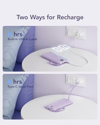 VRURC 10,000 m Ah Slim Power Bank – Ultimate Multi-Device Portable Charger with Built-in Cables, 5 Outputs & Dual USB-C Inputs for i Phone, Samsung, Android – Travel Essential for On-the-Go Power Solutions