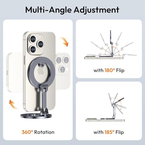 Itramax Magnetic Ring Phone Holder for iPhone 16,Double Ring Adjustable Cell Phone Stand,Magnetic Phone Holder 360° Rotation Portable Mount for iPhone 15 14 13 12 Pro Max,Mag/Safe Case,Gym,Golf Cart – Enhanced Compatibility and Speed