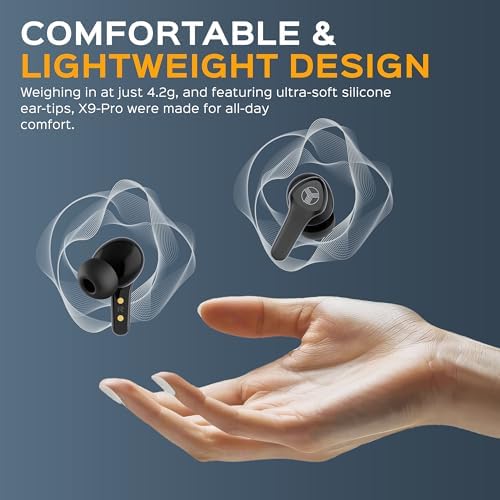 TREBLAB X9 Pro Wireless Earbuds – Unmatched Hybrid Active Noise Cancellation, 6 AI Microphones for Crystal Clear Calls, IPX6 Waterproof for Ultimate Durability, 50 Hours Playtime, and Bluetooth 5.3 Fast Pairing – Ideal for Active Lifestyles, Travel, and Everyday Use