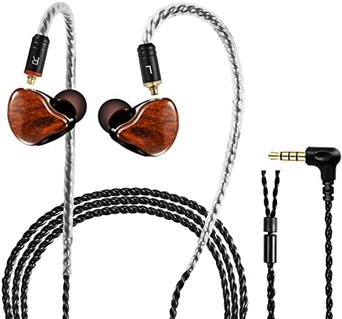 Premium Hi-Fi Dual Driver In-Ear Monitor Earbuds with Detachable Cable – Noise-Canceling Headset for Musicians, Singers & Audiophiles | Elegant Wood Grain Design for Superior Sound Isolation and Versatile Compatibility
