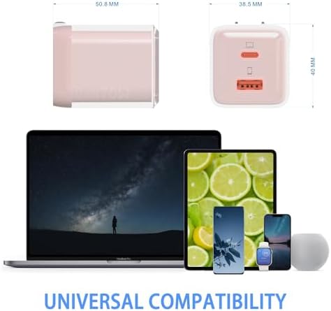 Ultra-Compact 70 W Ga N Dual USB-C Fast Charger – High-Efficiency Wall Adapter for Mac Book Pro/Air, i Pad Pro, Galaxy S23, Dell XPS 13, i Phone 16/15 Pro & Steam Deck – Rapid Charging with Universal Compatibility for Modern Devices