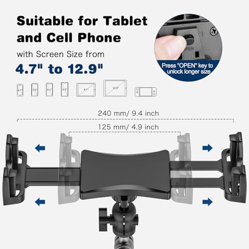 Heavy-Duty Tablet Mount for Trucks – Universal 360° Suction Cup and Adhesive Base Holder for i Pad Pro, Air, Mini, Galaxy Tab & Smartphones – Secure, Adjustable Viewing for Safe Navigation and Entertainment on the Go