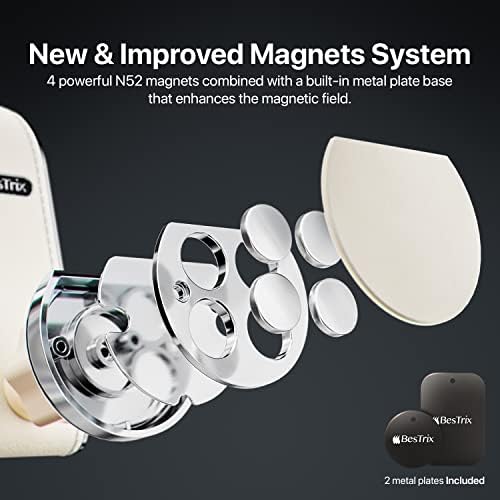 Bestrix Universal Magnetic Phone Holder for Cars – Advanced Suction & Secure Grip for All Smartphones up to 6.7″ – Effortless Installation in Seconds, Perfect for Safe Navigation & Hands-Free Use (Black)