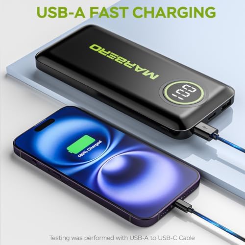 Ultra-Slim 10000 m Ah Portable Power Bank – MARBERO V18 High-Speed USB-C Charger for Multi-Device Charging – Lightweight, Durable Battery Pack for Samsung, Google, and Android Phones – Fast Charge Technology Ensures All-Day Power on-the-Go