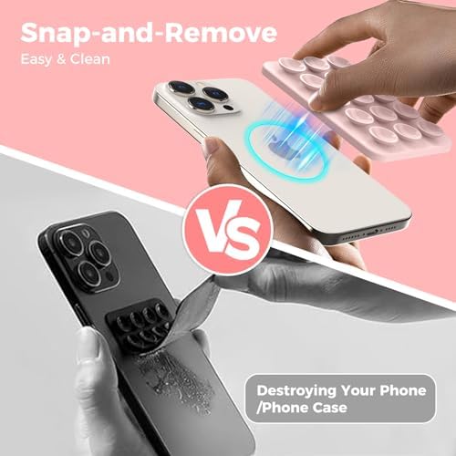 AHASTYLE Silicone Suction Phone Case Stand for iPhone 16/15/14/13/12 Series, Magnetic Suction Cup Phone Mount for iPhone MagSafe Phone Case, Mirror Shower Phone Holder, for TikTok Videos and Selfies – Enhanced Compatibility and Speed