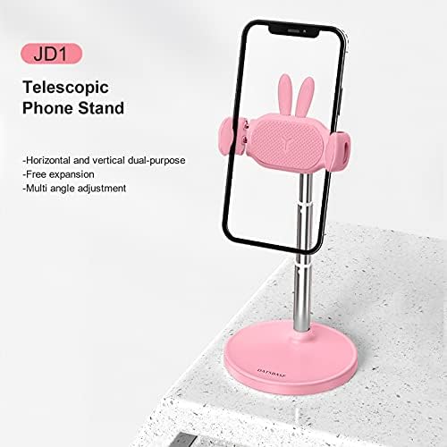 OATSBASF Cute Cell Phone Stand, Adjustable Bunny Phone Stand for Desk, Thick Case Friendly Holder Compatible with iPhone, Kindle, iPad, Switch, All Phones (Pink) – Enhanced Compatibility and Speed