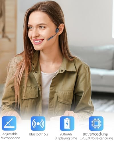 Next-Gen Bluetooth 5.0 Open Ear Wireless Headphones with Superior Noise-Cancelling Mic – IPX4 Waterproof Earbuds Perfect for Professionals and Active Lifestyles – Dual Device Pairing for Effortless Connectivity and Crystal-Clear Communication