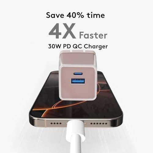 30 W Ga N Dual-Port USB-C Charger – Ultra-Portable Fast Charging Power Adapter for i Phone 12/13/14/15/16, i Pad Pro/Air/Mini, Google Pixel, Samsung Galaxy – Compact Foldable Design for Mobile Professionals and Travelers – Sleek Grey Finish for Modern Tech Aesthetics