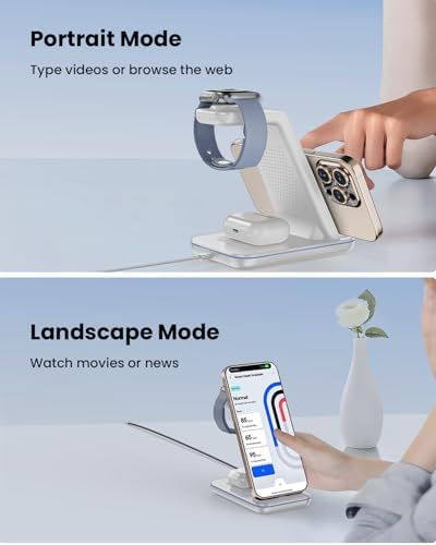 CIYOYO 3-in-1 Fast Wireless Charging Dock – Streamlined Power Hub for i Phone 16/15/14/13/12/SE, Apple Watch Series 9/8/7/6/SE/5/4, and Air Pods Pro/3/2 – Maximize Charging Efficiency with Innovative Safety Features and Sleek Aesthetic Design for Modern Living