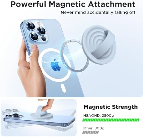 Upgraded Magnetic Phone Grip for i Phone: Premium Silicone Loop Holder with Mag Safe Compatibility – Ergonomic 360-Degree Stand, Non-Slip Design in Sleek Black for Enhanced Comfort and Secure Handling on i Phone 16/15/14/13/12 Pro Max/Plus