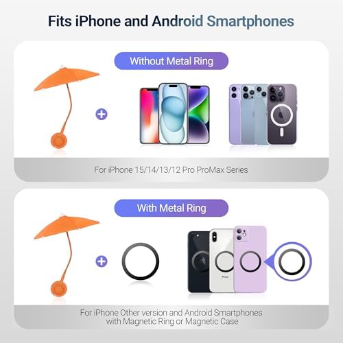 Magnetic Cell Phone Umbrella for Sun,Universal Cute Phone Sunshade Shield Cover with 360°Adjustable & Rotatable Phone Ring,Outdoor Anti-reflective Phone Sun Visor for Magsafe Cell Phone/Android/Kindle – Enhanced Compatibility and Speed