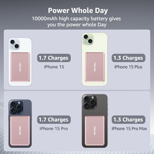 Magnetic Portable Charger – 10,000 m Ah Wireless Power Bank with 20 W PD Fast Charging for i Phone 16/15/14/13/12 & Air Pods – Durable Alloy Design for Effortless Travel & Seamless Compatibility – Sleek Black Finish for Modern Aesthetics