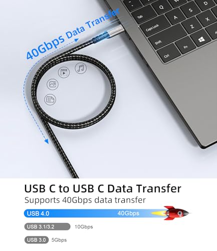 USB C 90 Degree Right Angle Cable 3.3ft 2-Pack, 240W PD Fast Charging 40Gbps Data Transfer 8K/4K Video USB C Cable for Thunderbolt 4/3 MacBook for iPhone 15 iPad Samsung Galaxy Other Type C Devices – Enhanced Compatibility and Speed