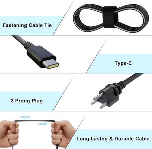 High-Performance 65 W USB-C Charger for Lenovo Think Pad – Rapid AC Adapter Compatible with X1, T14, T15, T16, E480, Yoga C930 & More – Optimal Portability & Durable Power Supply for Your Laptop Needs