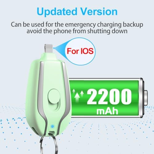 Compact Keychain Portable Charger – 2200 m Ah Emergency Power Bank for i Phone 14/13/12/11/XS/XR/8/7/6 Series – Ultra-Lightweight Fast Charging Battery Pack with Pass-Through Function and Multi-Protection Features – Ideal for On-the-Go Power Backup – White