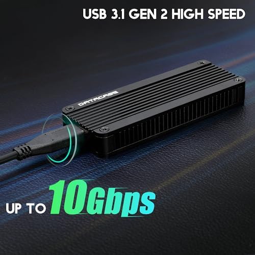High-Speed Aluminum M.2 NVME SATA SSD Enclosure Adapter – Enhance Your Data Transfer with USB 3.2 Gen 2 (10 Gbps) Technology for M-Key and B+M Key Drives – Portable SSD Case with Carry Bag for Ultimate Convenience and Compatibility Across 2230, 2242, 2260, and 2280 Sizes