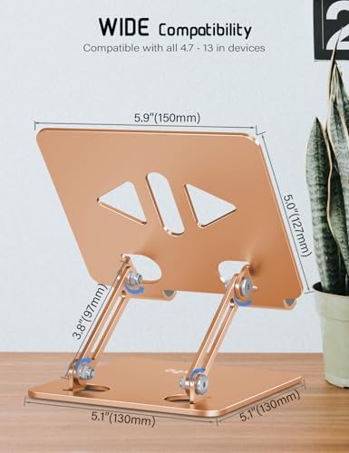 Versatile Adjustable Aluminum Tablet Stand Holder – Foldable and Lightweight Desktop Mount for i Pad Pro 12.9, i Pad Air, Mini, Samsung Galaxy Tabs, and Kindle Fire (4-12 inch) – Enhanced Stability and Comfort for Optimal Viewing Experience in Purple