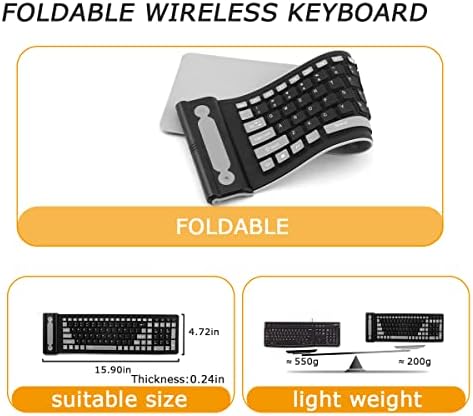 Ultimate Portable Wireless Silicone Keyboard – Rollable & Flexible 107-Key Design with Number Pad | Waterproof, Dustproof & Soft Touch Typing Experience for Laptops, PCs, Tablets & Travel Enthusiasts – Enhanced Compatibility & Effortless Storage